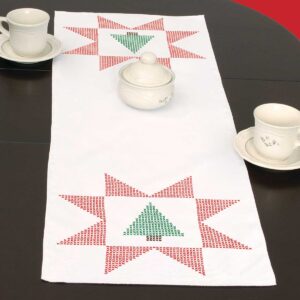 Cross-stitch Christmas Tree table runner kit for hand embroidery featuring a festive holiday tree design.