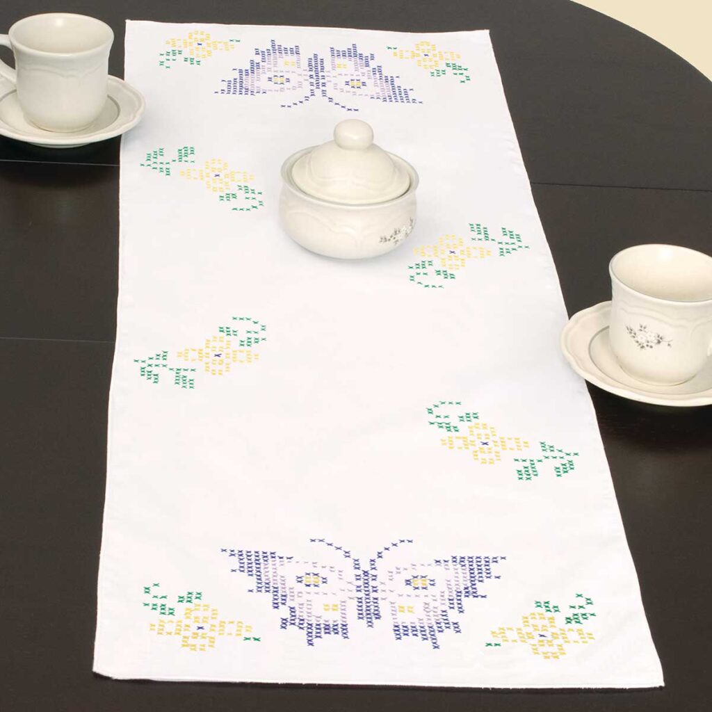 CrossStitch Butterfly Table Runner Jack Dempsey Needle Art