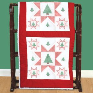 Christmas Tree quilt blocks for hand embroidery featuring festive holiday tree designs.