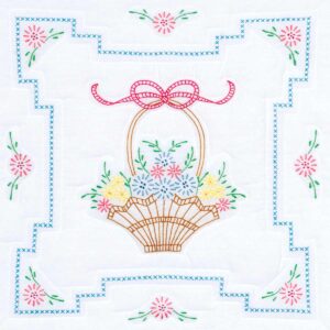 Basket of Daisies embroidery quilt block