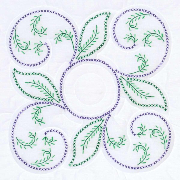 Swirls embroidery quilt block