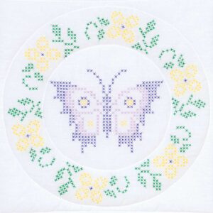 Cross-Stitch Butterfly 18″ Quilt Block