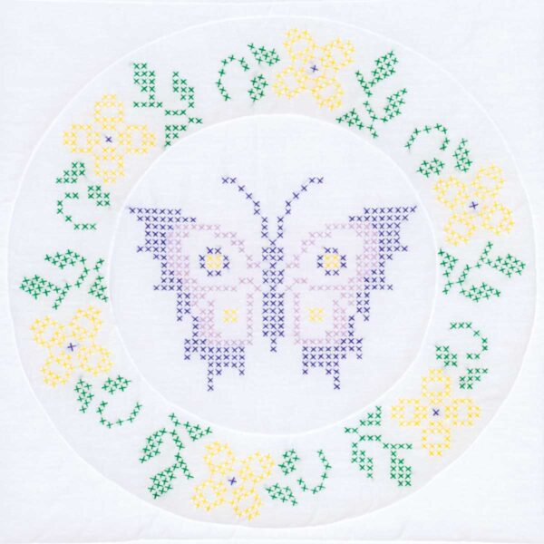 Cross-Stitch Butterfly 18″ Quilt Block