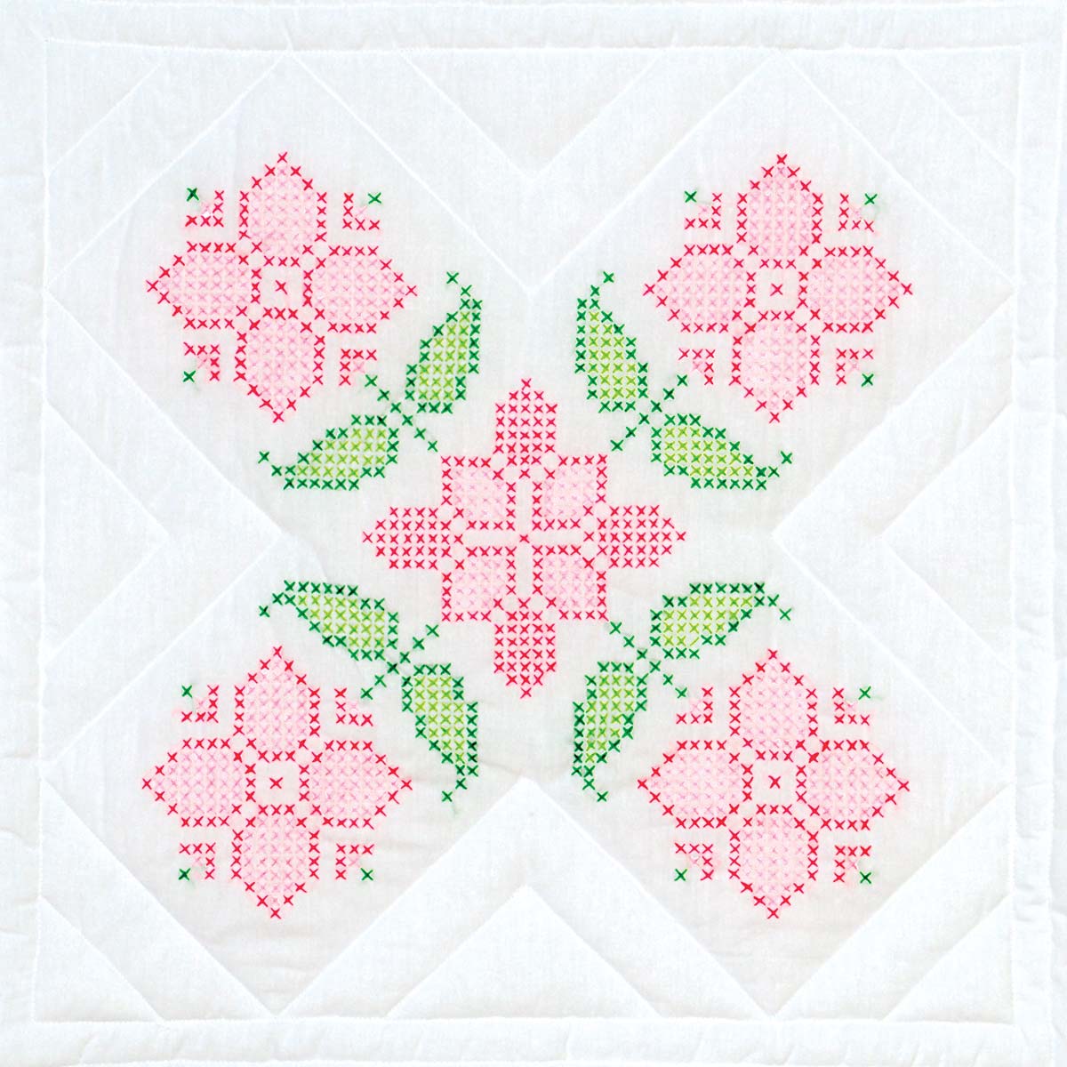 Cross-Stitch Pretty in Pink 18″ Quilt Blocks