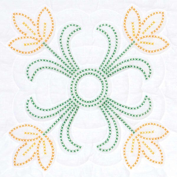 Cross-Stitch Tulips embroidery quilt block