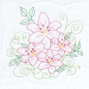 Lilies embroidery quilt block