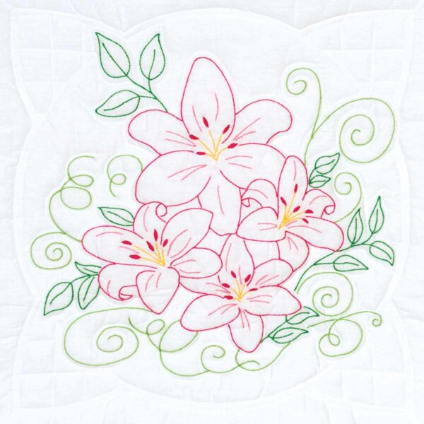 Lilies embroidery quilt block