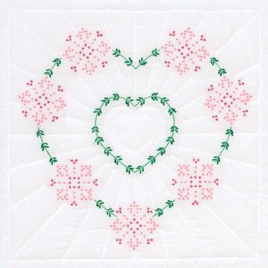 Heart & Flowers Quilt Block