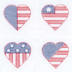 USA Hearts quilt block
