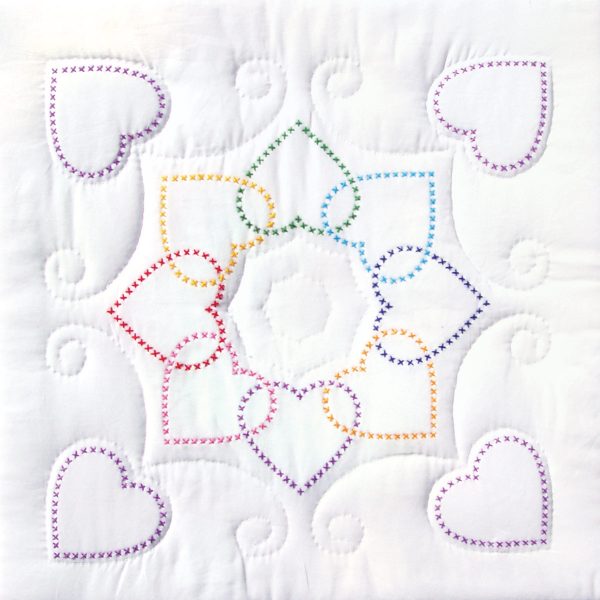 cross stitch heart circle quilt block