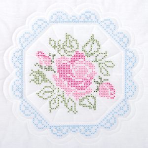 cross stitch rose quilt block