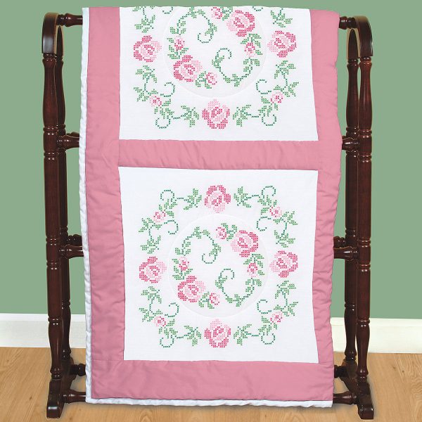 Circle Of Roses White Quilt Blocks