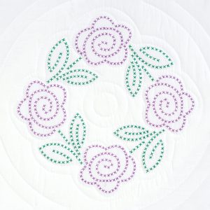 4 cross stitch roses quilt block