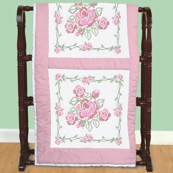 Rose Bouquet White Quilt Blocks