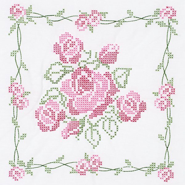 Rose Bouquet White Quilt Blocks