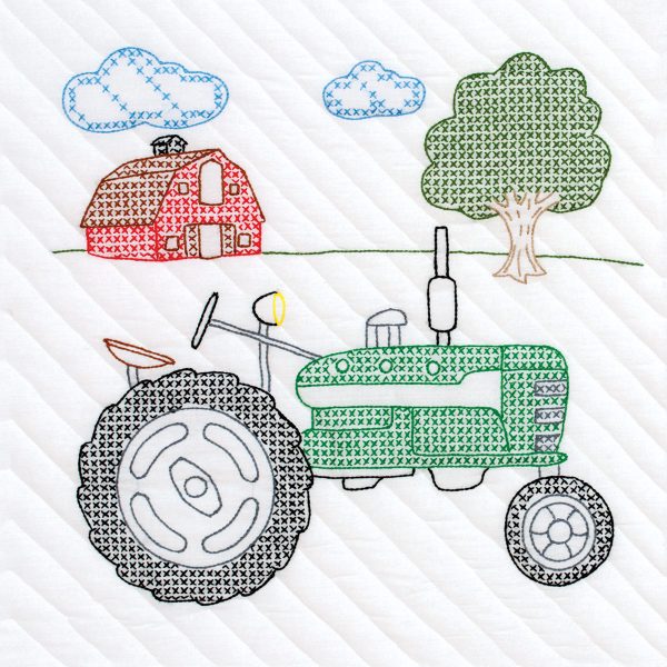 Tractor White Quilt Blocks