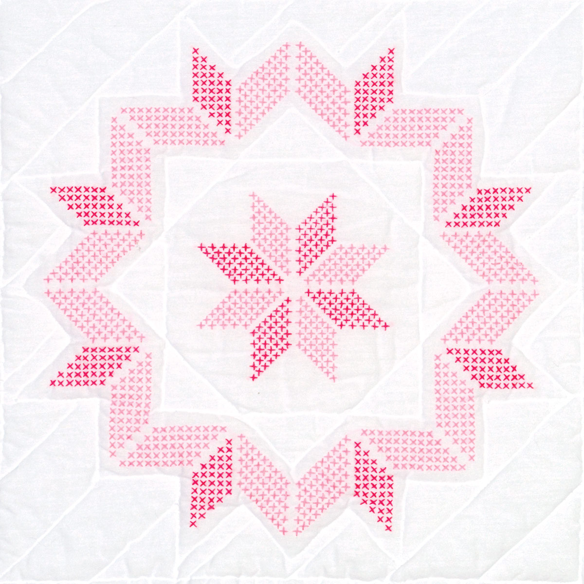 Jack Dempsey Stamped White Quilt Blocks 18x18 6/Pkg, Kaleidoscope Star