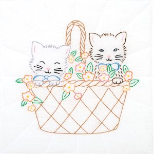 product id 732755 Kittens in a Basket Quilt Block