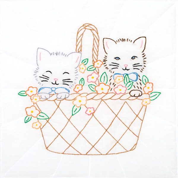 product id 732755 Kittens in a Basket Quilt Block