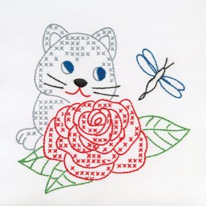 Kitten and Rose 9 inch Quilt Blocks