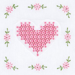 Chicken Scratch Heart 9 inch Quilt Blocks