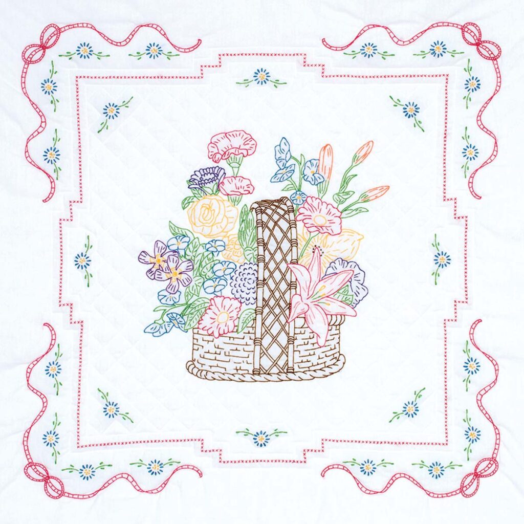 Basket of Flowers Wall Quilt - Jack Dempsey Needle Art, image size:1024x1024